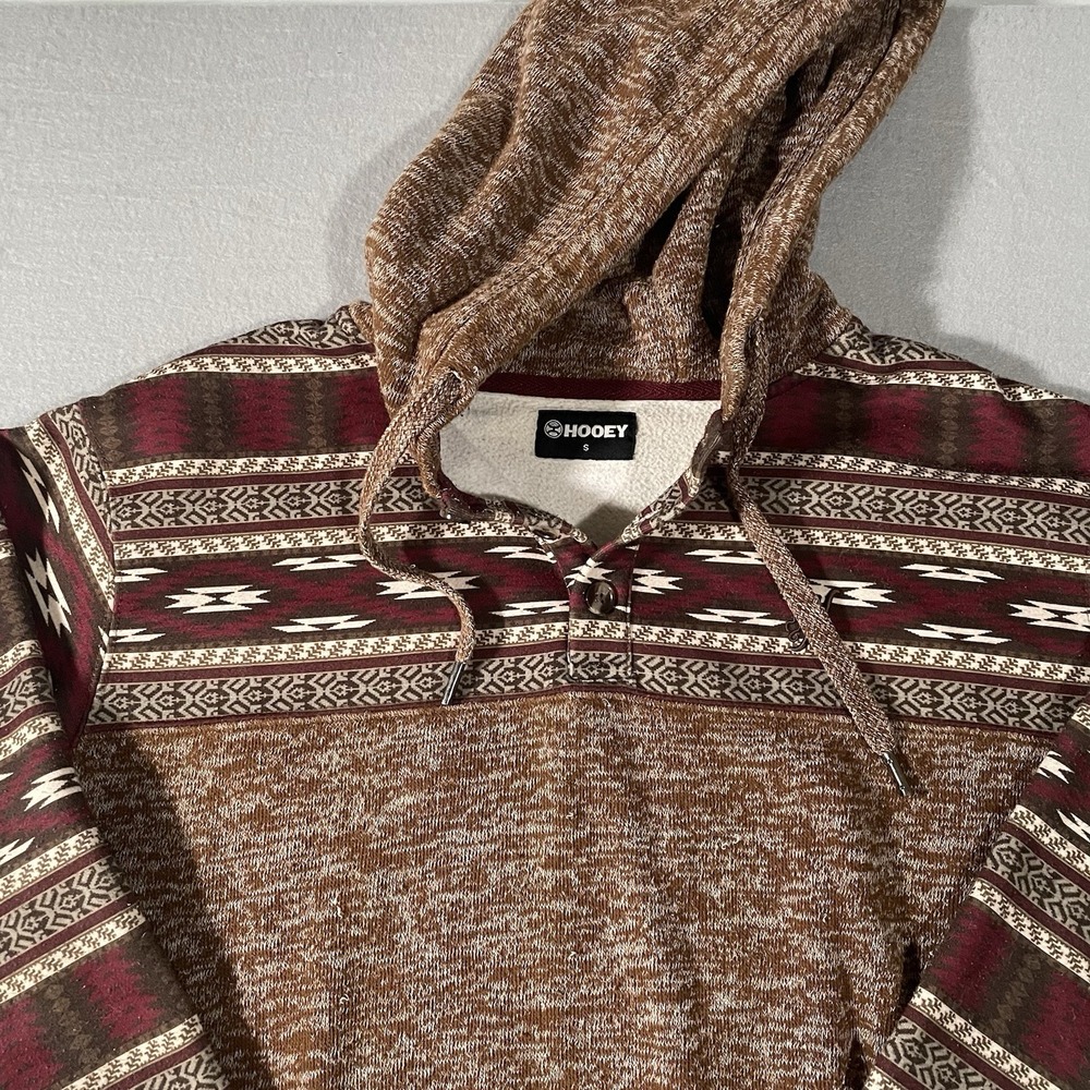 Hooey Brown and Maroon Patterned Pullover Hoodie - Picture 2 of 7